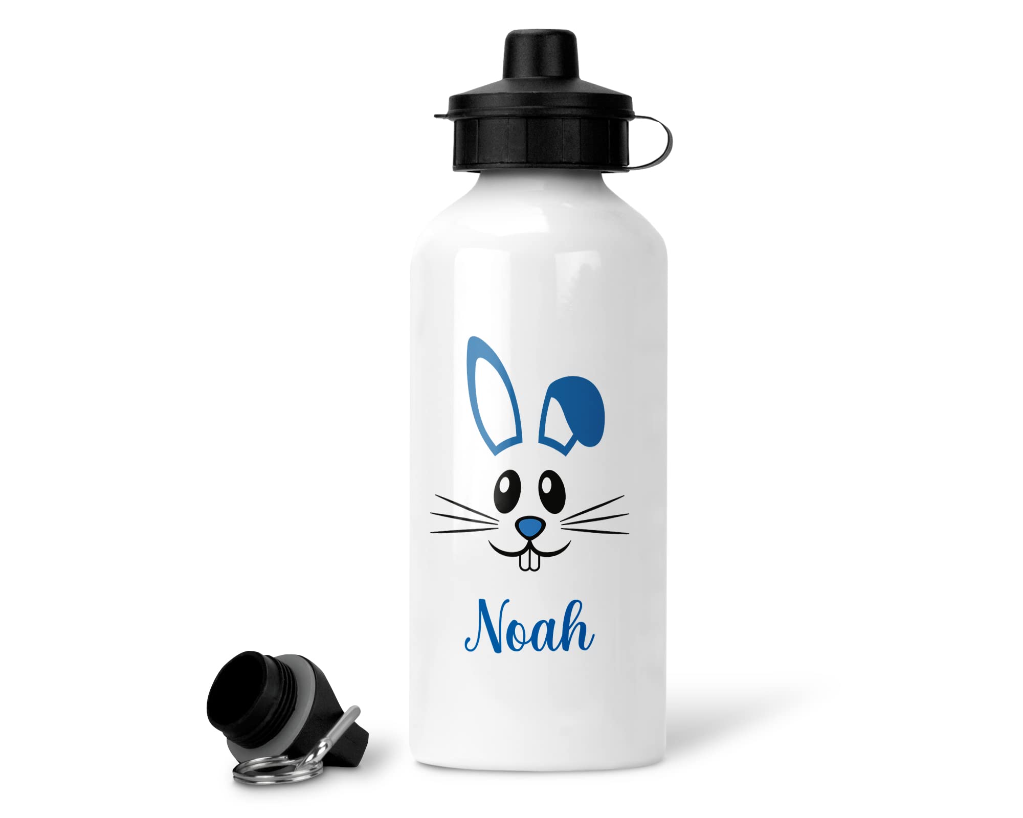 Personalised Blue Rabbit Face Water Bottle additional product photo