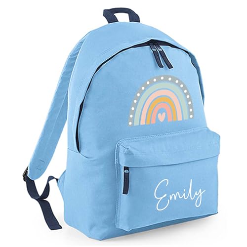 Personalised Boho Rainbow - Blue Kids Backpack with Name product image