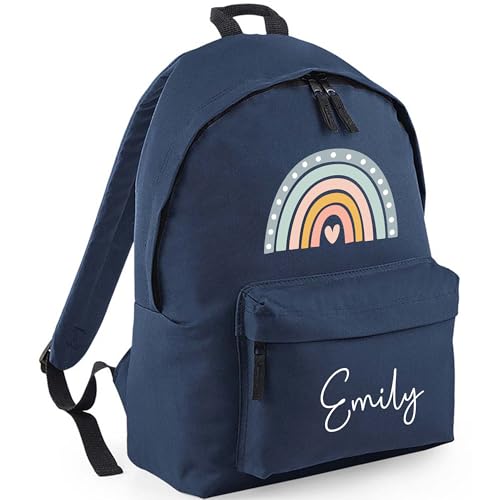 Personalised Boho Rainbow - Navy Kids Backpack with Name product image