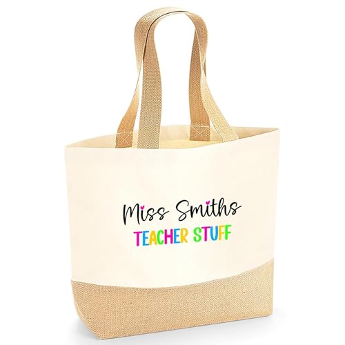 Personalised Bright Jute Tote Bag with Name