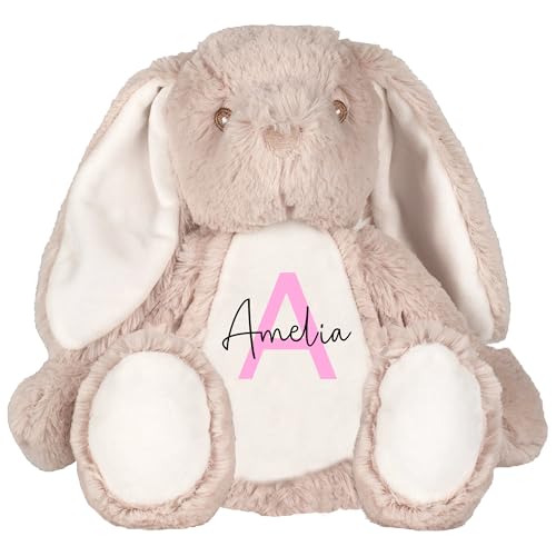 Personalised Bunny Rabbit Soft Toy - Custom Name And Initial Keepsake Baby Gif
