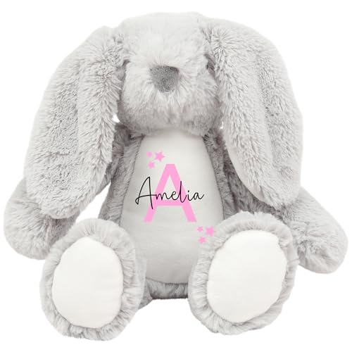Personalised Bunny Soft Toy with Name and Initial - Star Design