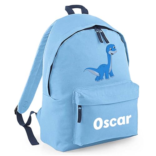 Personalised Cartoon Dinosaur - Blue Kids Backpack with Name product image