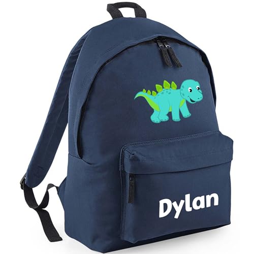 Personalised Cartoon Dinosaur - Navy Blue Kids Backpack with Name product image
