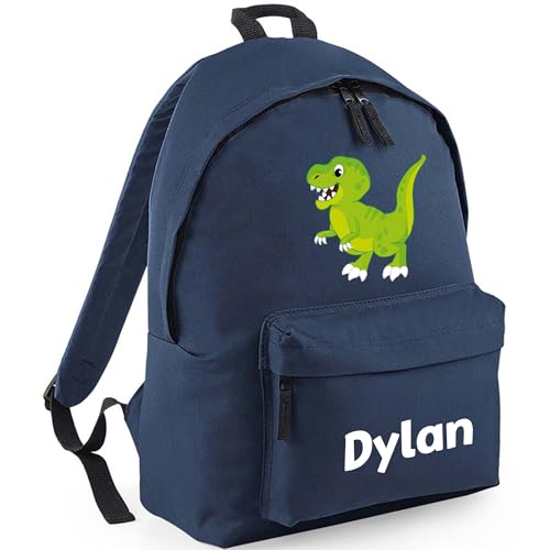 Personalised Cartoon Dinosaur - Navy Kids Backpack with Name product image