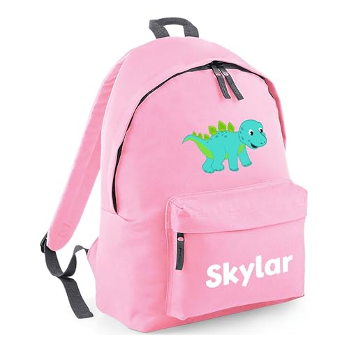 Personalised Cartoon Dinosaur - Pink Kids Backpack with Name product image