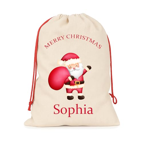 Personalised Cream Santa Santa Sack with Name product image