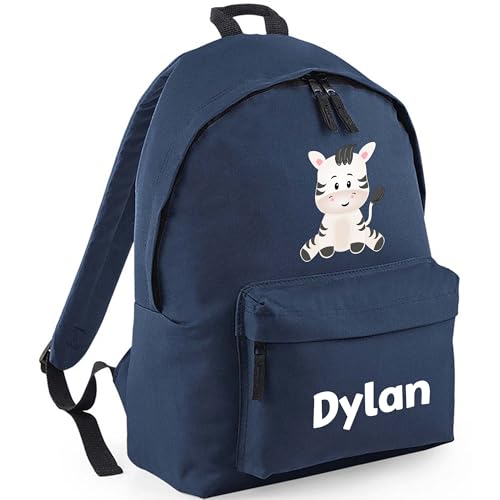 Personalised Cute Zebra - Navy Kids Backpack with Name product image