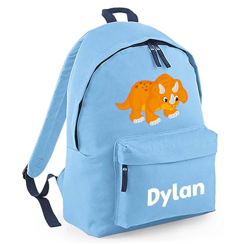 Personalised Dinosaur - Light Blue Kids Backpack with Name product image