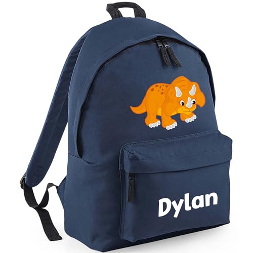 Personalised Dinosaur - Navy Kids Backpack with Name - Small product image