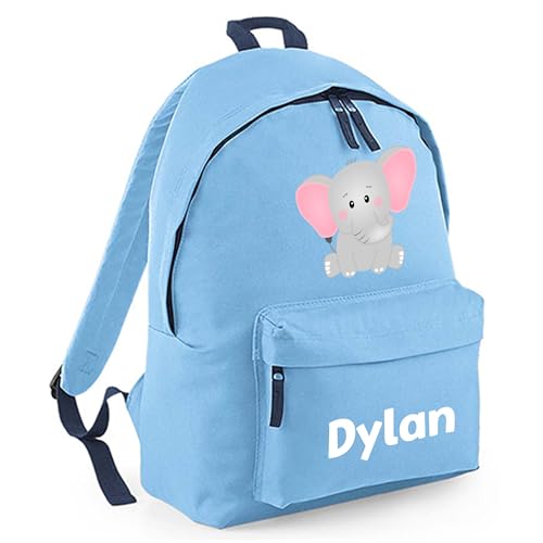 Personalised Elephant - Blue Kids Backpack with Name product image