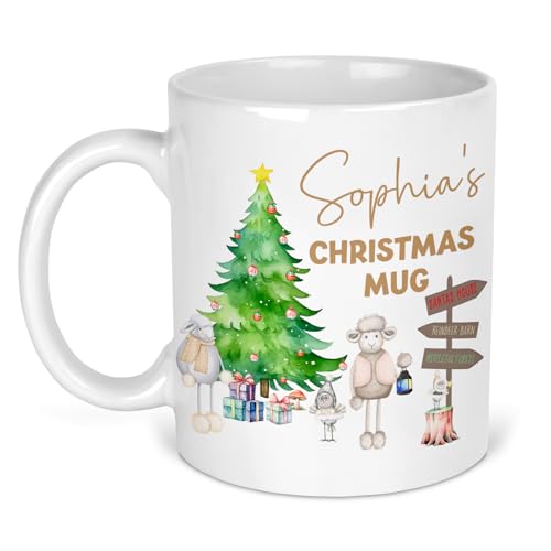 Festive Christmas ceramic mug with personalised name