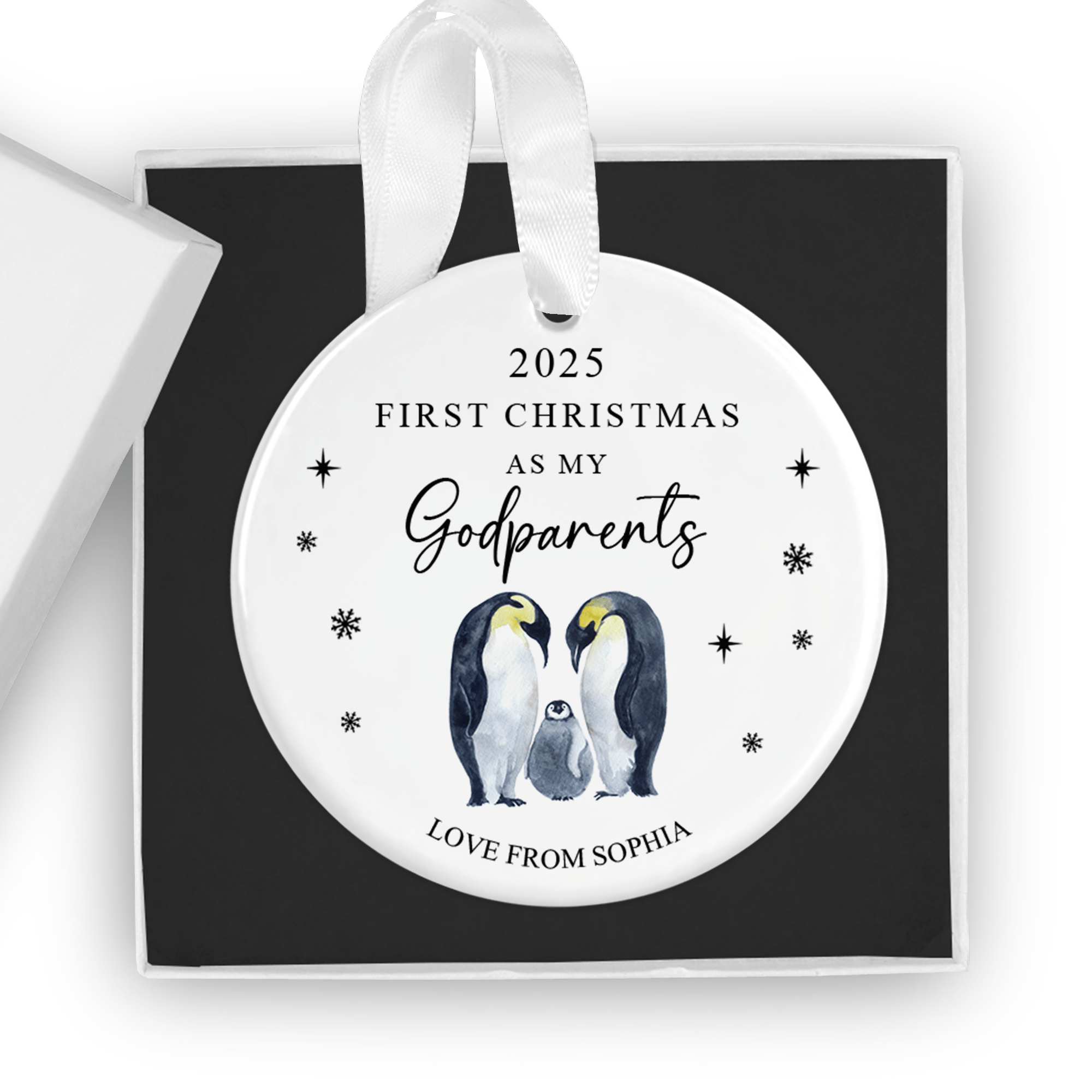 Personalised First Christmas as My Godparents Ornament with Gift Box - Chicken Craft Ltd