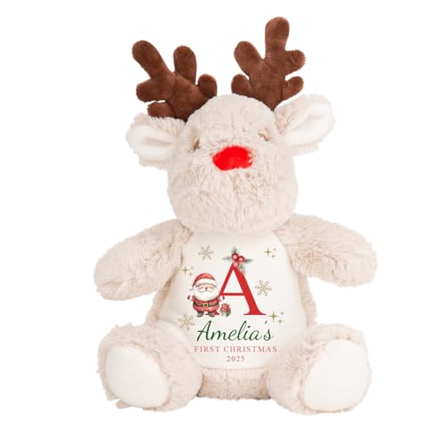 Personalised First Christmas Reindeer Teddy - Baby's 1st Christmas Keepsake with Name and Year