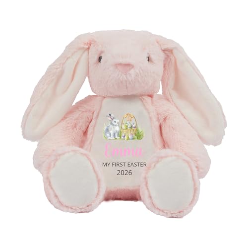 Personalised First Easter Pink Bunny Soft Toy with Name