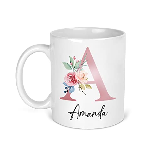Personalised Floral Initial Mug