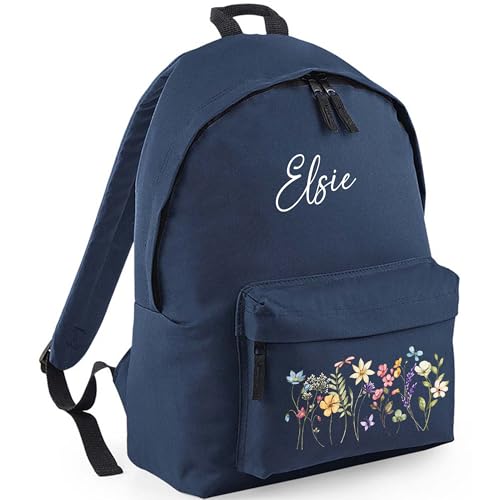 Personalised Floral - Navy Kids Backpack with Name product image