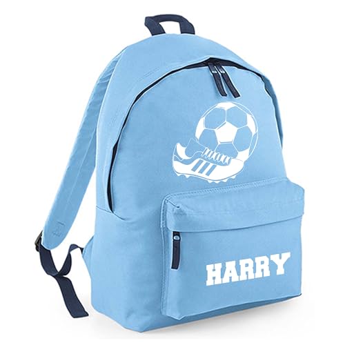 Personalised Football - Light Blue Kids Backpack with Name product image