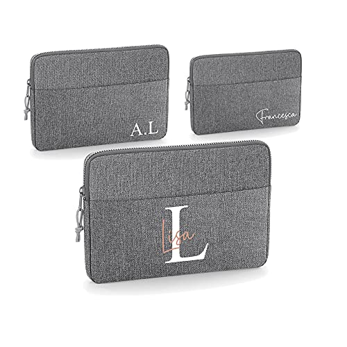 Personalised Grey 15.6 Inch Laptop Sleeve with Name or Initials
