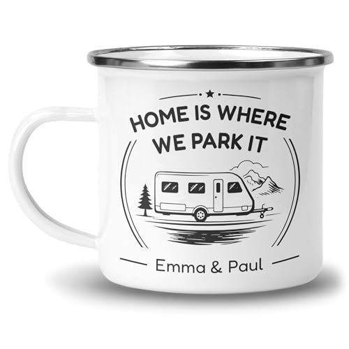 Personalised Grey Home Is Where We Park It Single Axle Mug with Name product image
