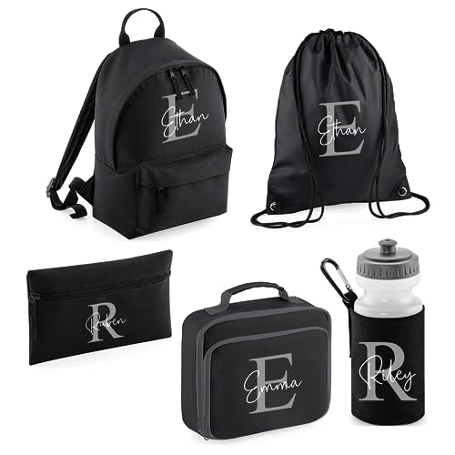Personalised Grey Initial School Set