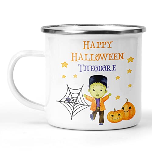 Personalised Halloween Frankenstein Enamel Mug