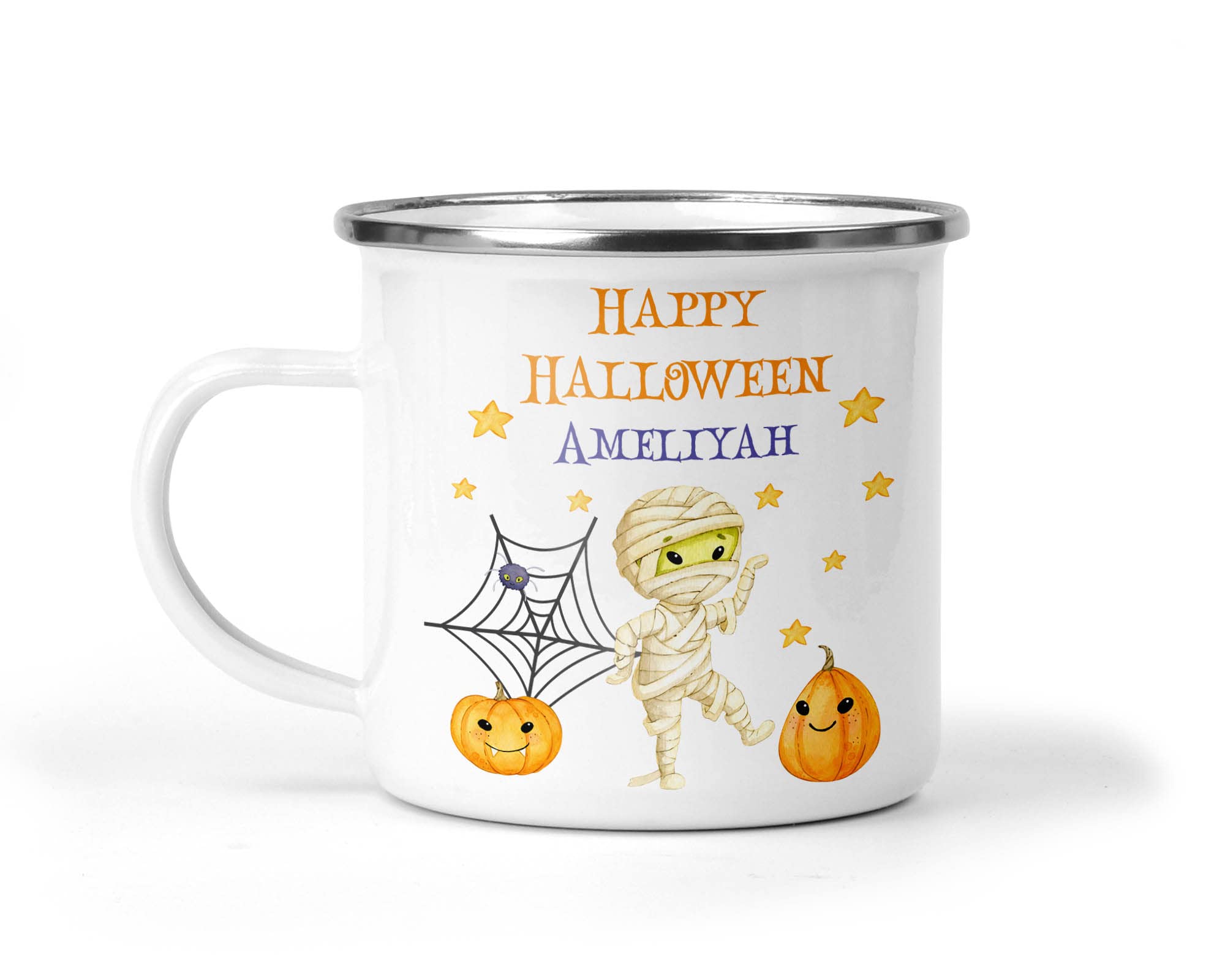 Personalised Halloween Mummy Enamel Mug additional product photo