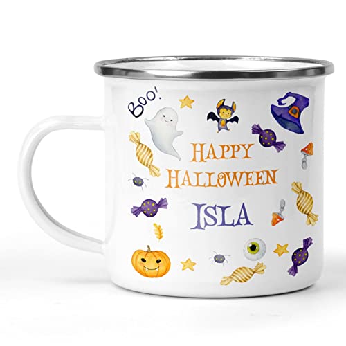 Personalised Halloween Name Enamel Mug
