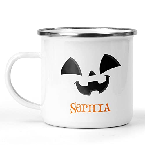 Personalised Jack O Lantern Enamel Mug with Name