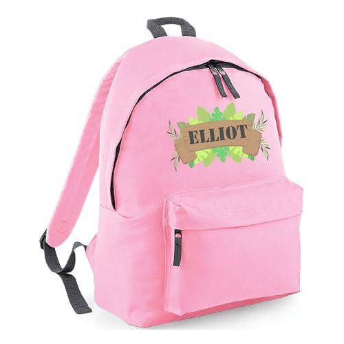 Personalised Jungle Leaves Banner - Pink Kids Backpack with Name product image