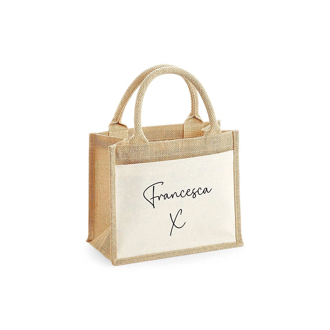 Personalised Jute Tote Bag with Name and Front Pocket additional product photo