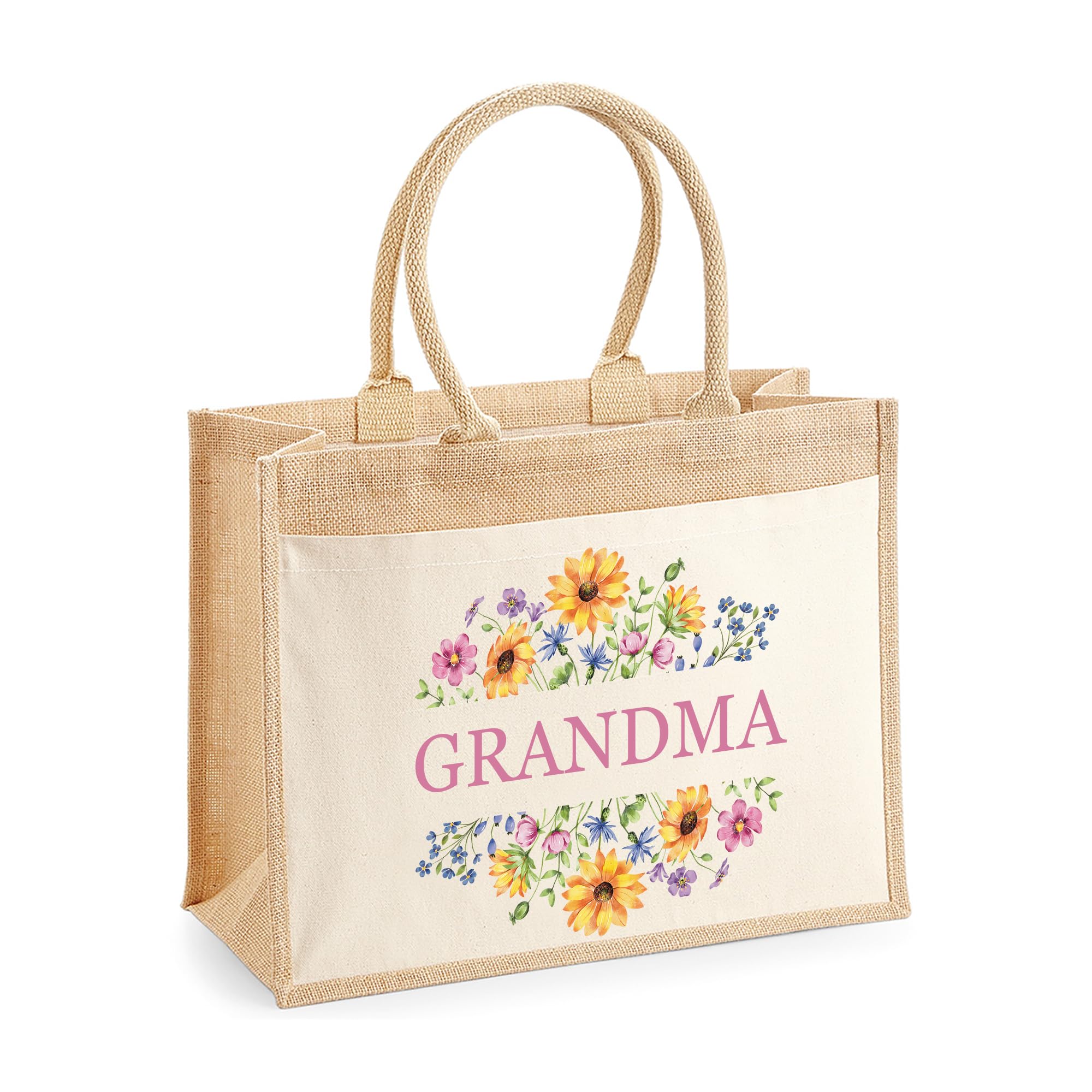 Personalised Jute with Floral Design Tote Bag additional product photo