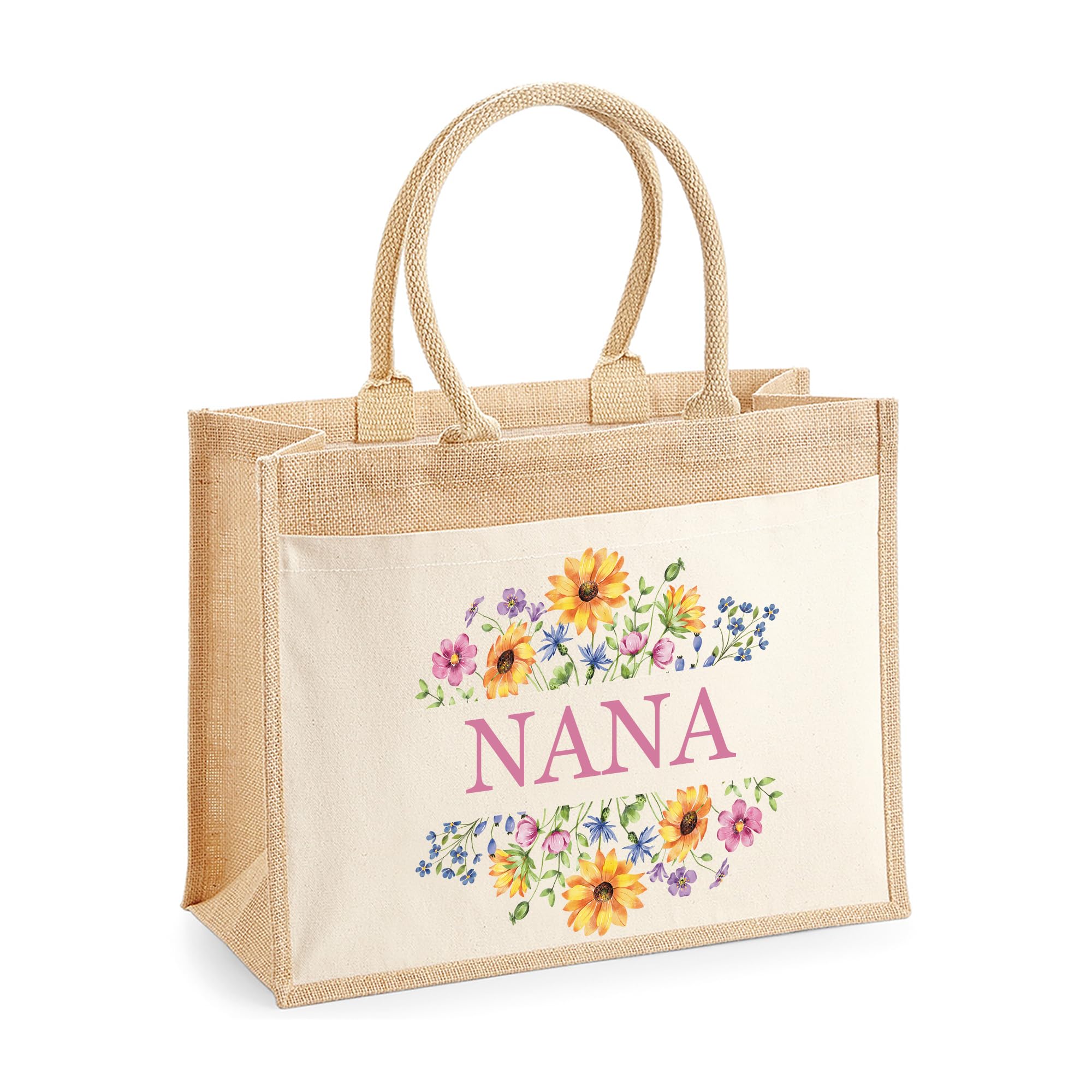 Personalised Jute with Floral Design Tote Bag additional product photo