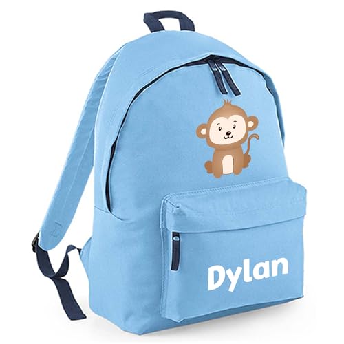 Personalised Monkey - Blue Kids Backpack with Name product image