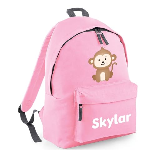 Personalised Monkey - Pink Kids Backpack with Name product image