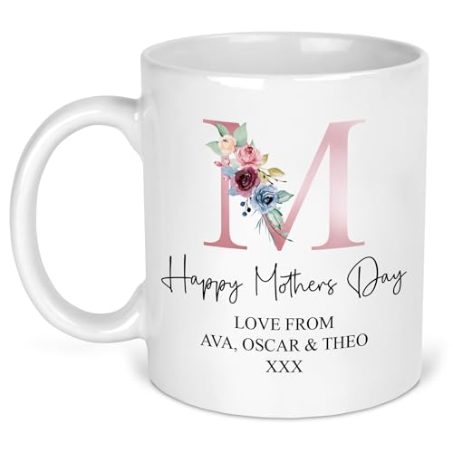 Personalised Mother's Day Floral Initial M Mug