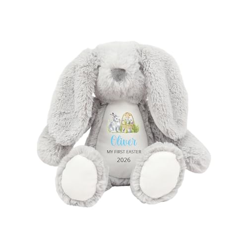 Personalised My First Easter Bunny Soft Toy with Name - Blue Script