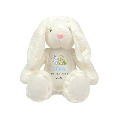 Personalised My First Easter White Bunny Soft Toy - Name On Tummy Keepsake