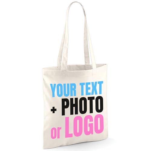 Natural cotton tote bag with custom print artwork