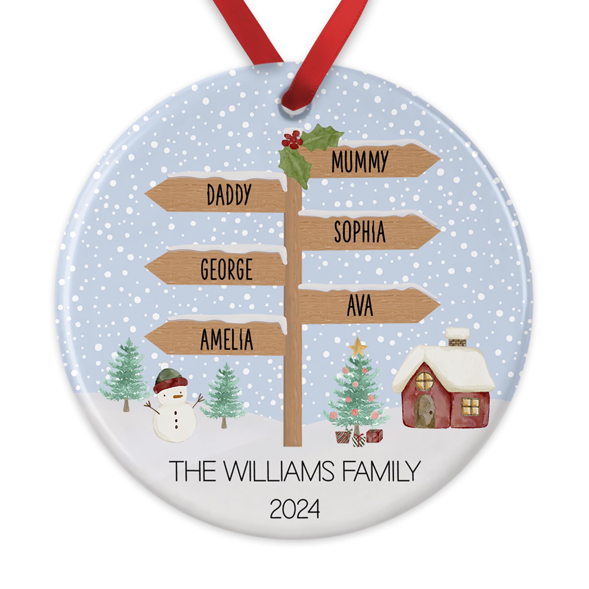 Personalised North Pole Signpost Family Ornament additional product photo