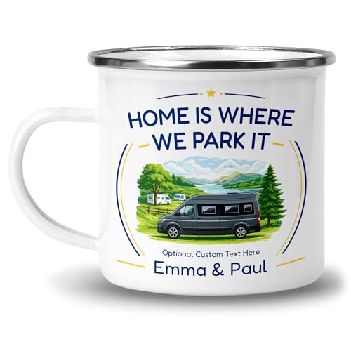 Personalised Panel Van Home Is Where We Park It Camping Mug with Name product image