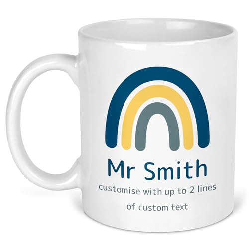 Pastel Rainbow teacher mug with custom name and message
