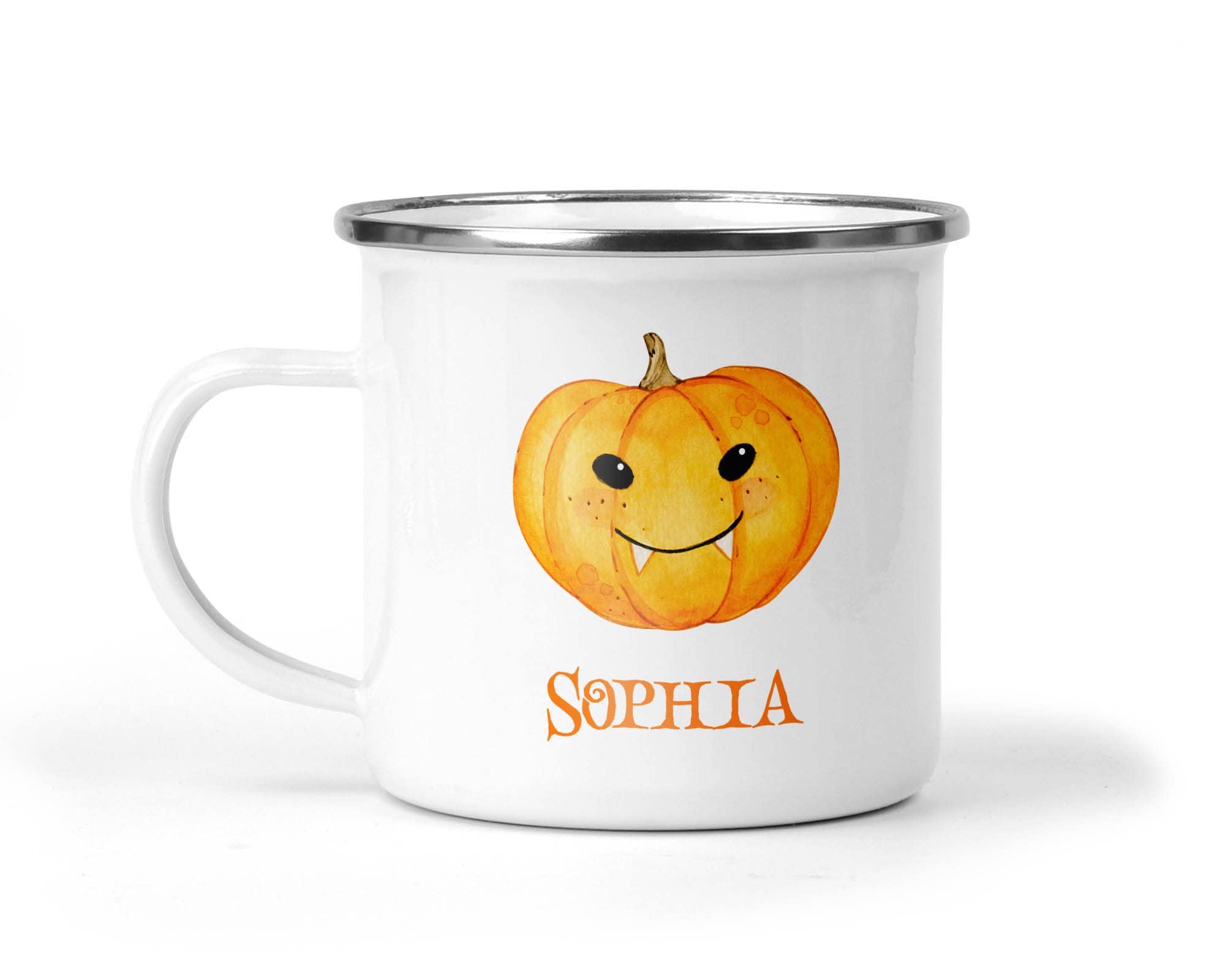 Personalised Pumpkin Halloween Enamel Mug with Name additional product photo
