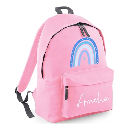 Personalised Rainbow Heart - Pink Kids Backpack with Name product image