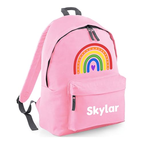 Personalised Rainbow Heart - Pink Kids Backpack with Name - Small product image