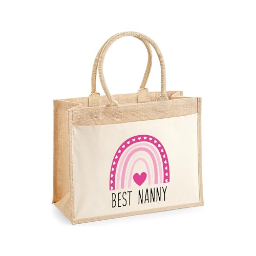 Personalised Rainbow Jute Tote Bag with Message