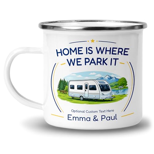Personalised Single Axle Home Is Where We Park It Camping Mug with Name product image