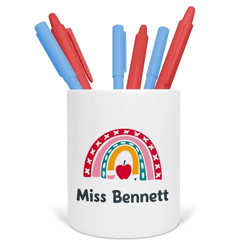 Personalised Rainbow Apple Teacher Pen Pot