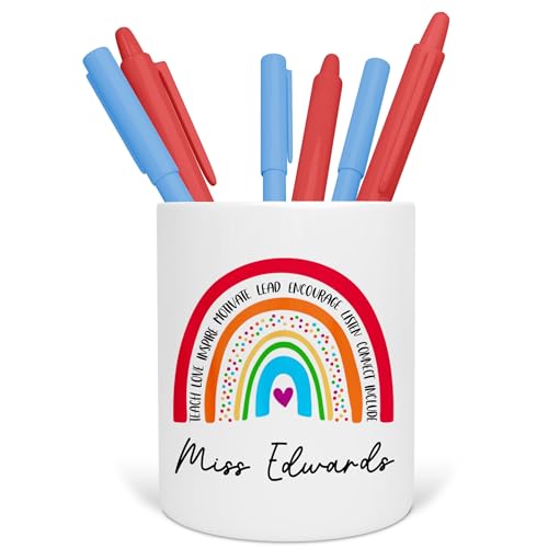 Personalised Bright Rainbow Teacher Pen Pot