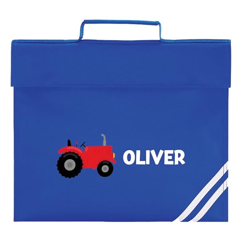 Personalised tractor graphic school book bag with name.